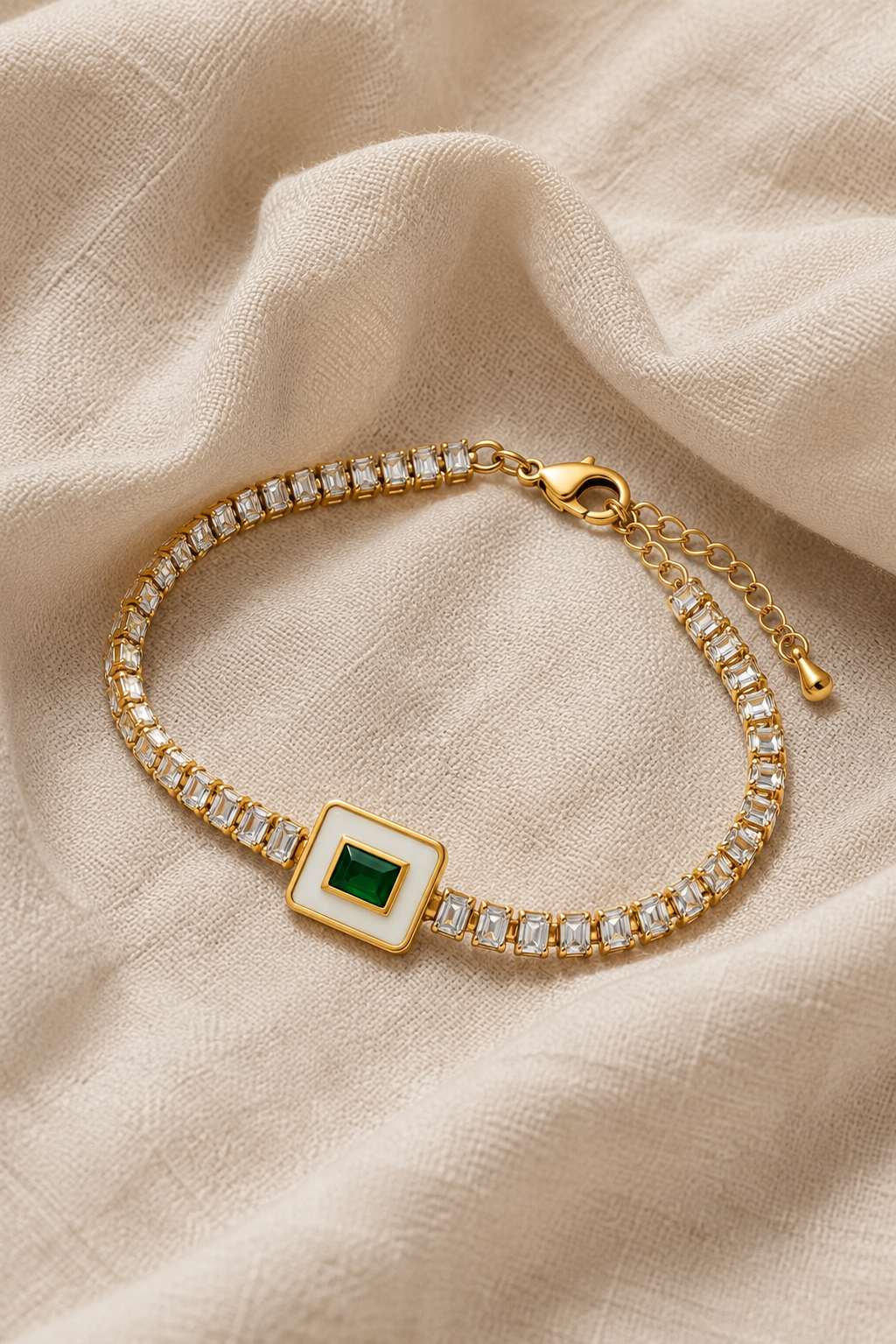 True Line Gold Diamond-Cut Stone Bracelet
