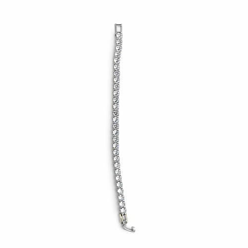 Silver bracelet with clear stones on a white background