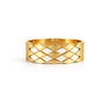Gold bracelet with a lattice pattern on a white background