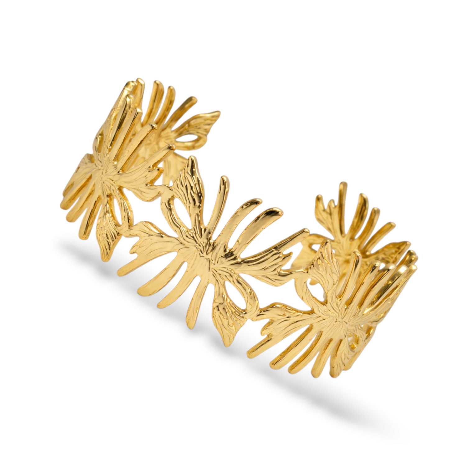 Chunky adjustable gold cuff bangle for women