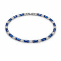 Sovereignty silver bracelet with blue and white diamond-cut stones