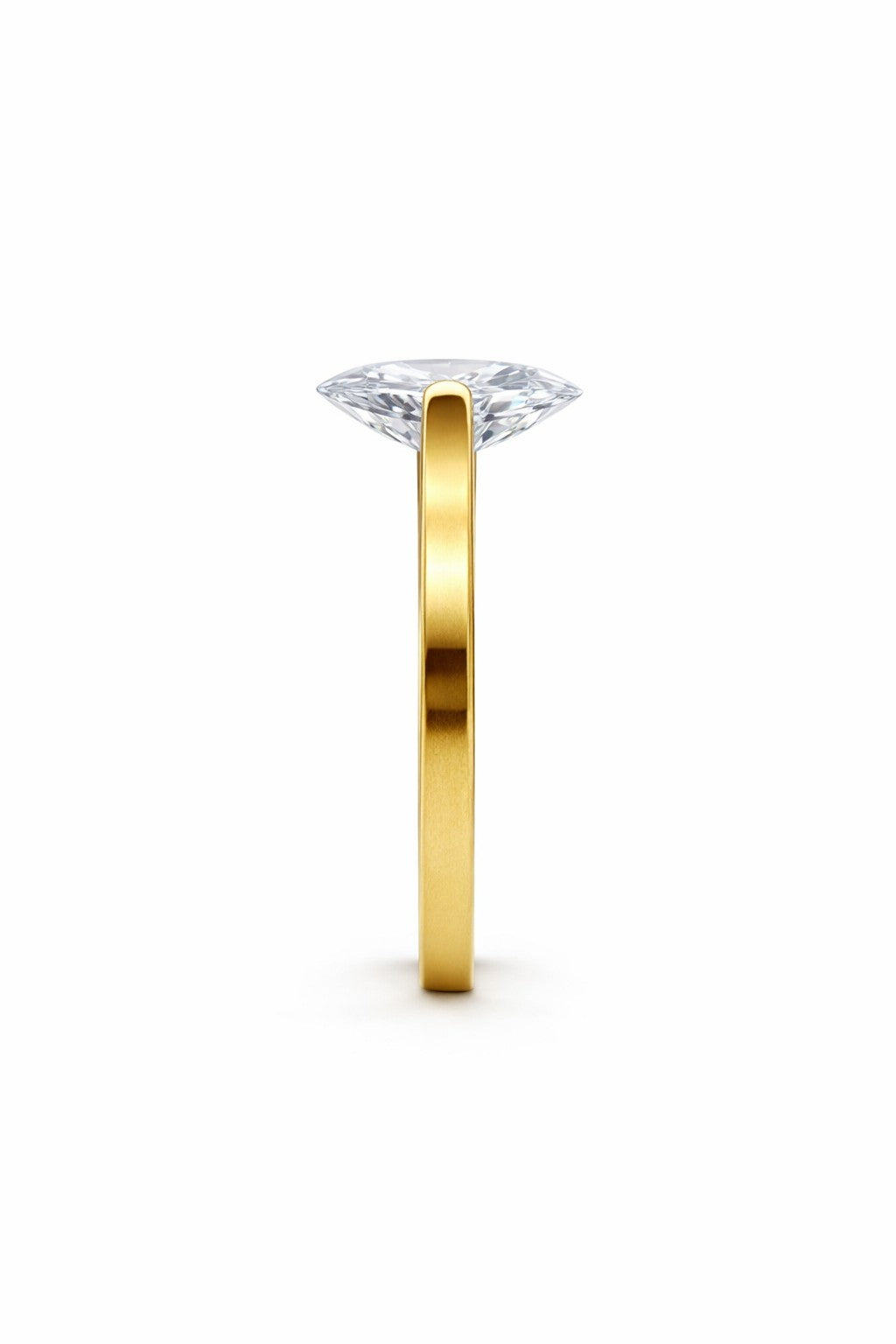 Side view of ring design for women with raised solitaire setting