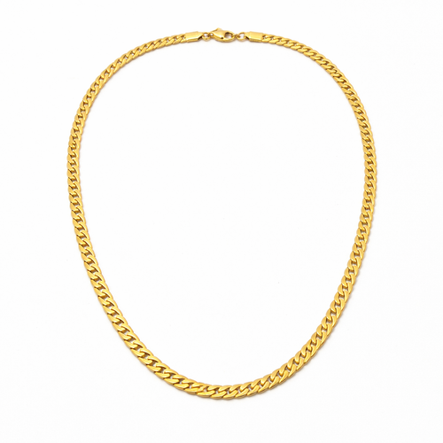 Full view of chain necklace with sculpted gold-tone links