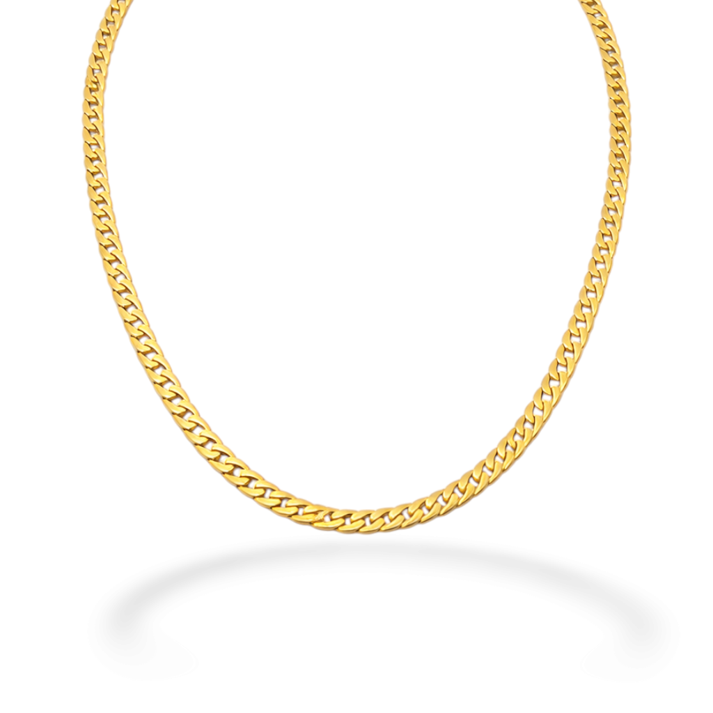 Front view of simple necklace with gold-tone chain for layering