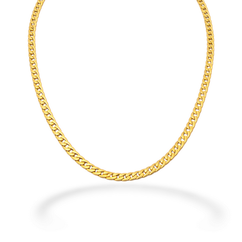 Front view of simple necklace with gold-tone chain for layering