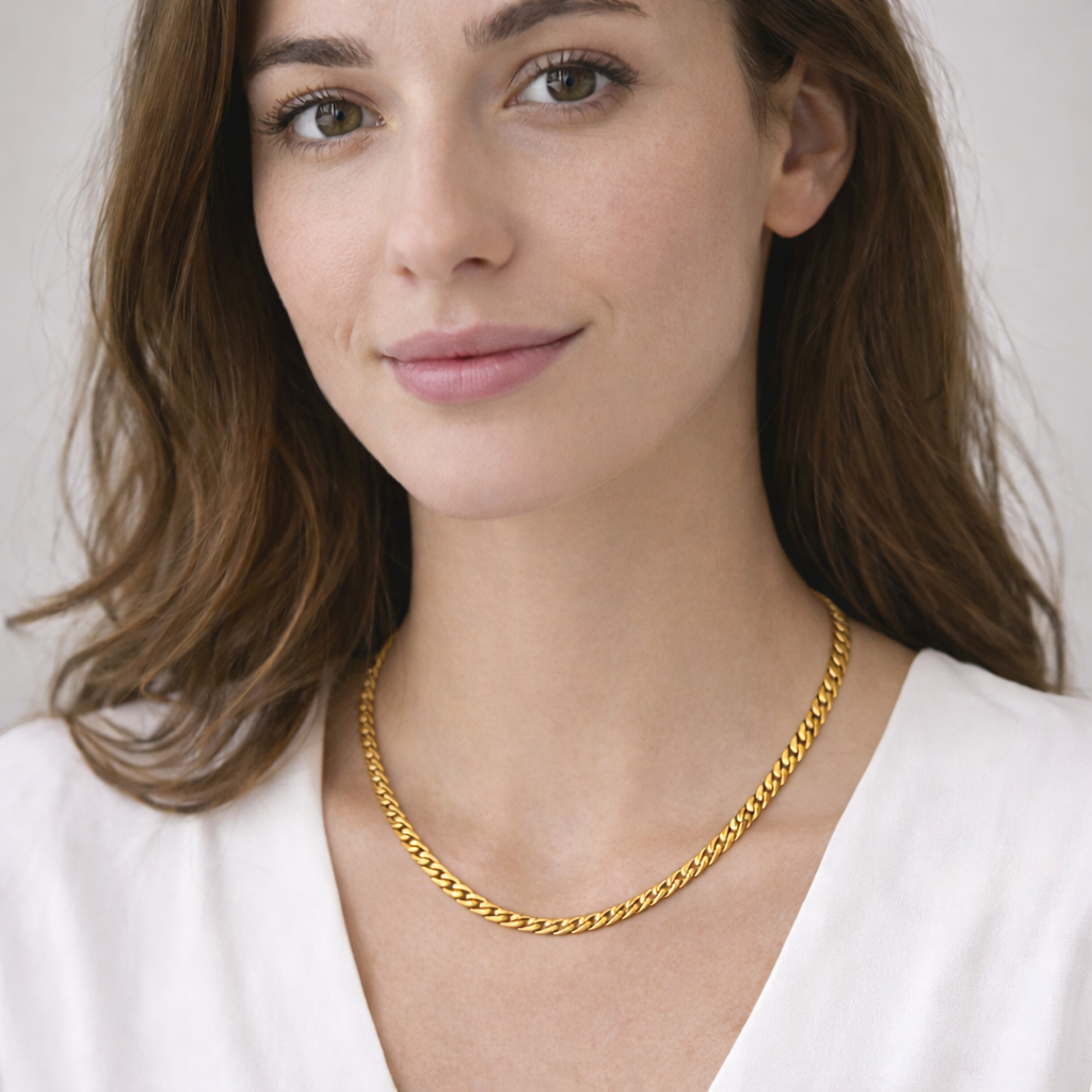 Chaste Chain Necklace styled as necklace design for women on model