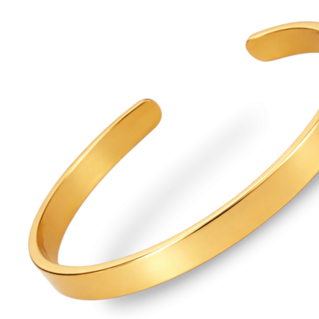 Gold-tone bangle on a white background