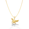 Full view of necklace with gold-tone eagle pendant and chain