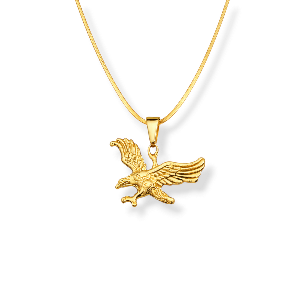 Front view of necklace design for women with symbolic eagle pendant