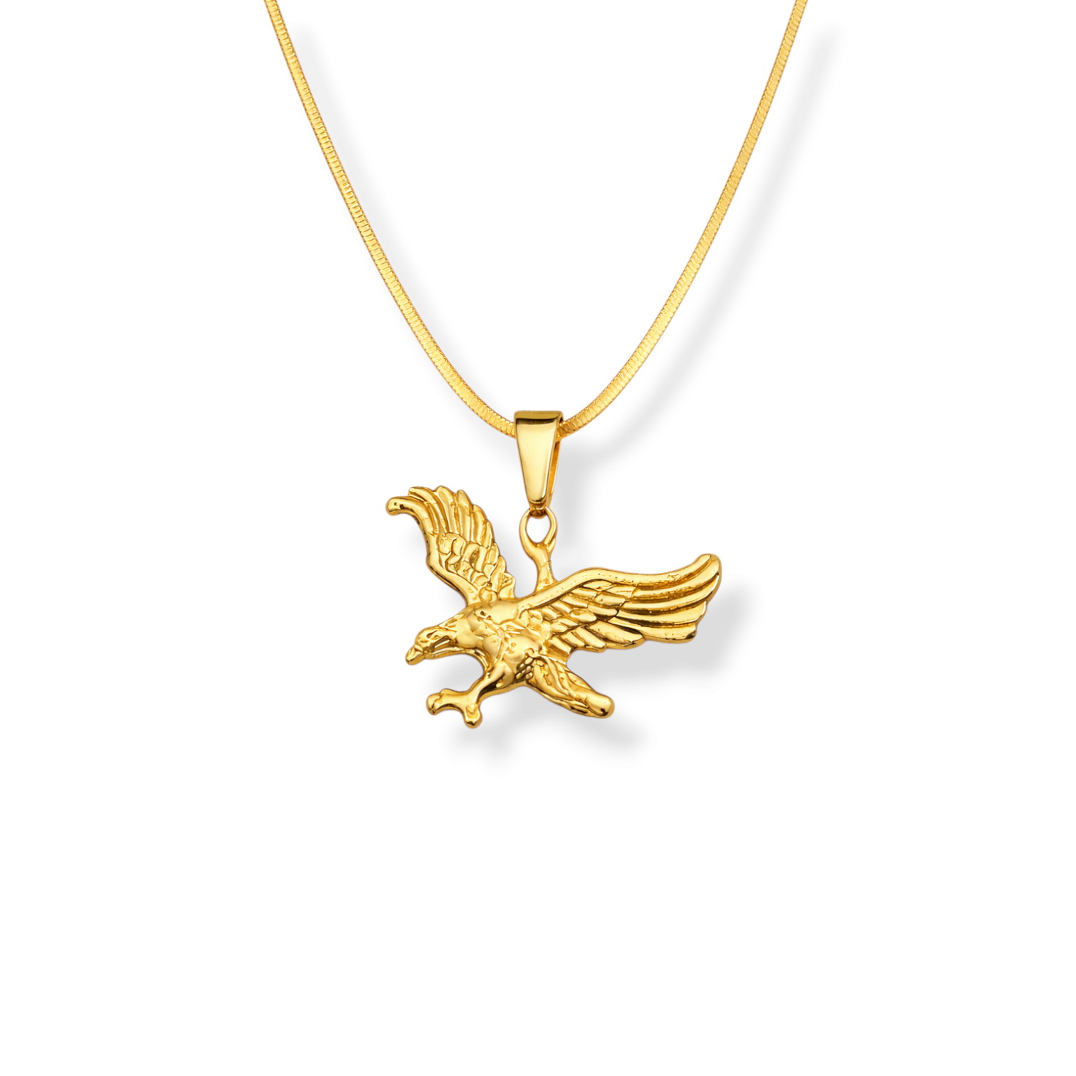 Front view of necklace design for women with symbolic eagle pendant