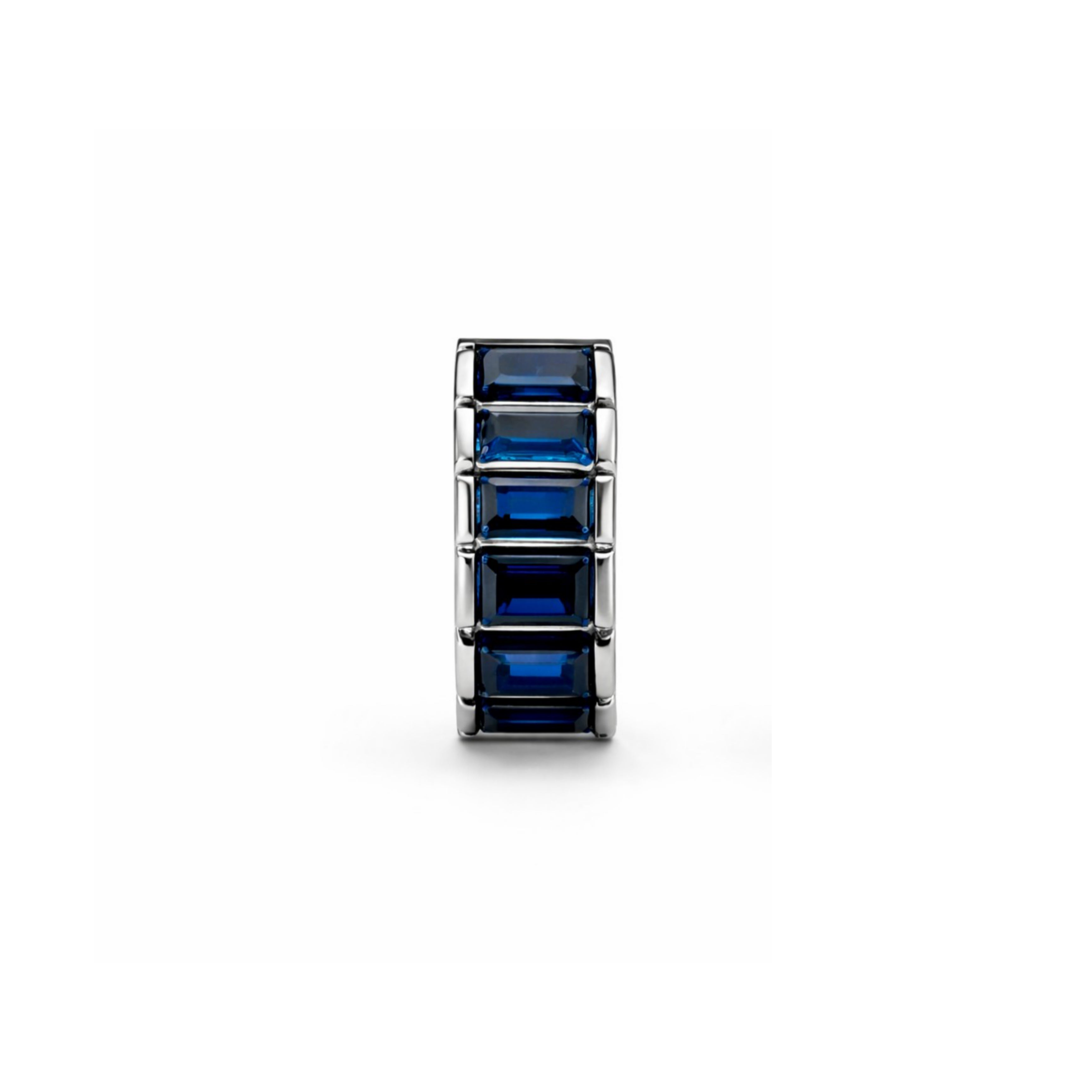 silver stone hoop earrings with blue stones