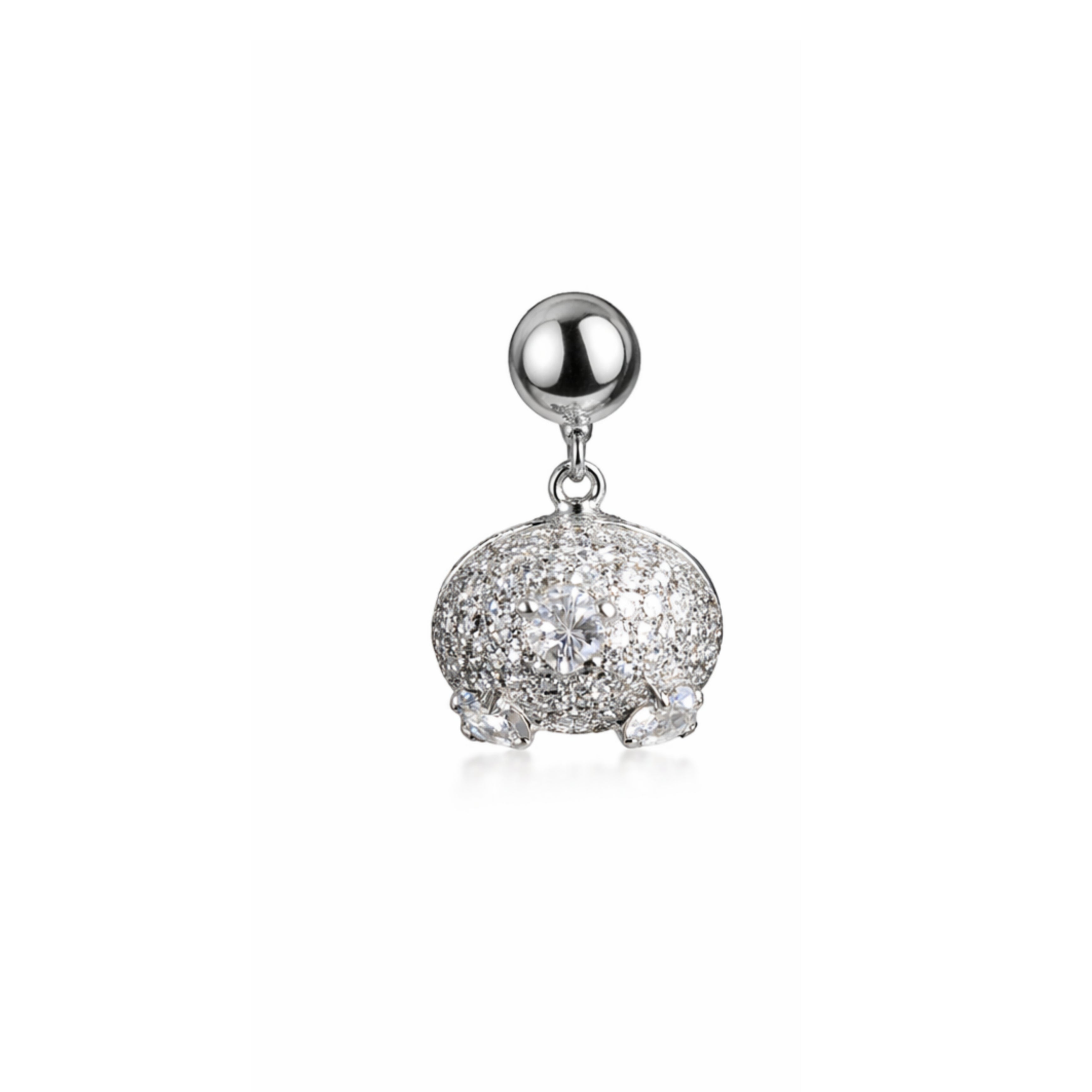 Silver stone-studded Lumen drop earrings with dangling design