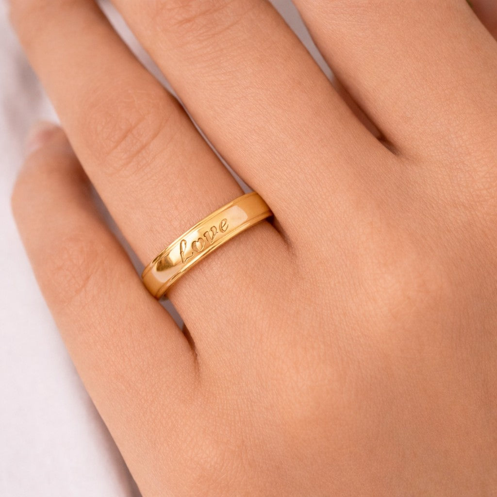 Gold-tone fashion rings for women with a slim polished finish on hand