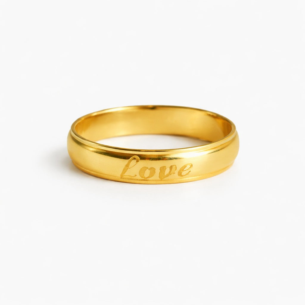 Front view of ring design for girls in a gold-tone polished band