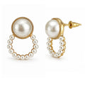 Pair of fashion earrings for women with pearl detail on white background