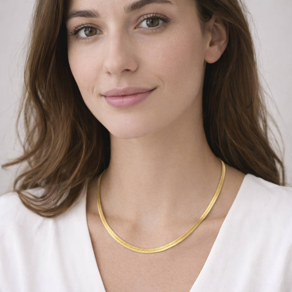 Presence Necklace worn as necklace design for women in a minimal gold-tone style