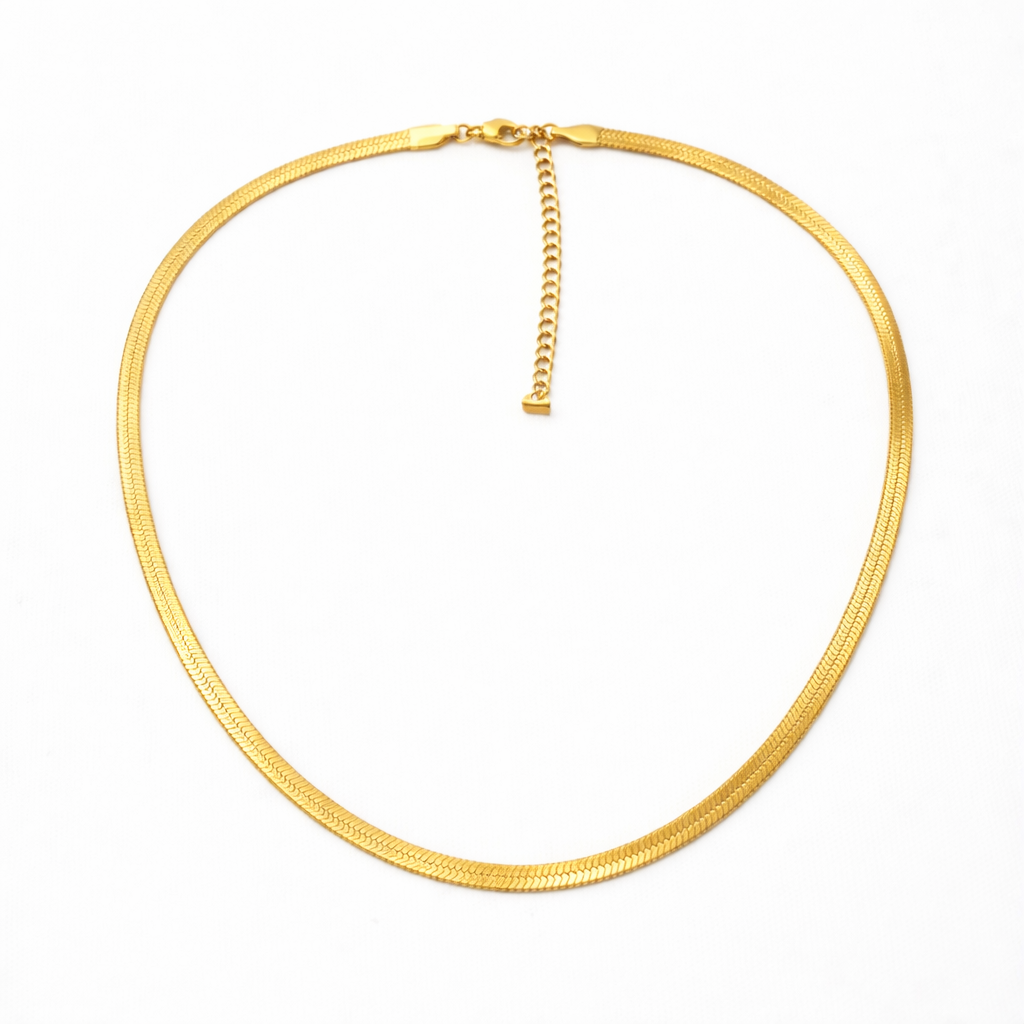 Front view of necklaces for women in a gold-tone snake chain design