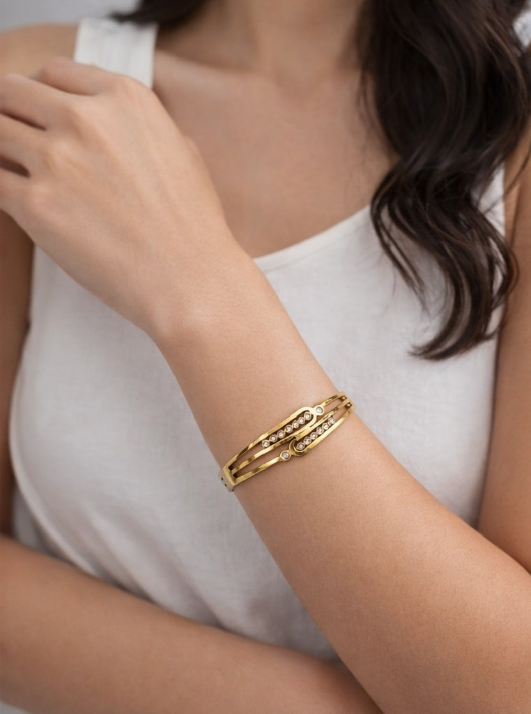 Pristine Bangle styled as bangles for women on model arm