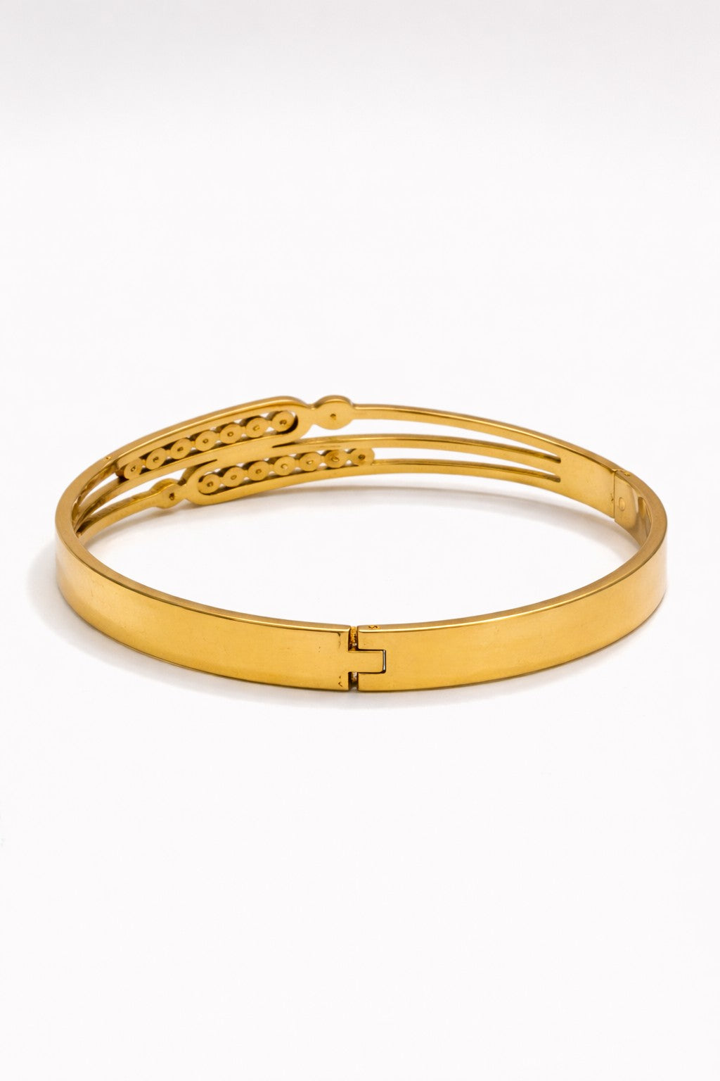 Back Side view of cuff bracelets with polished gold-tone finish