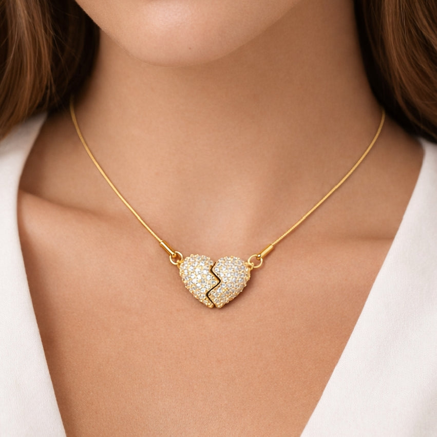 Pulse Pendant worn as necklace design for women in a gold-tone finish