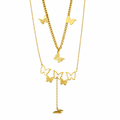 Full view of necklaces for women in a gold-tone layered butterfly design