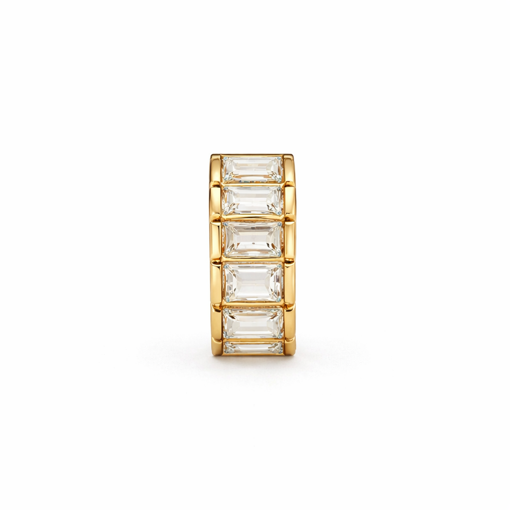 gold stone hoop earrings with white stones