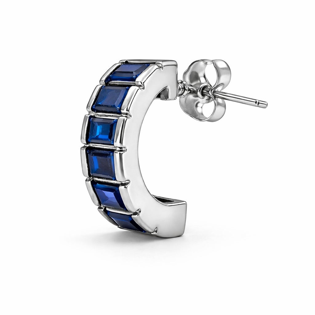 silver stone hoop earrings