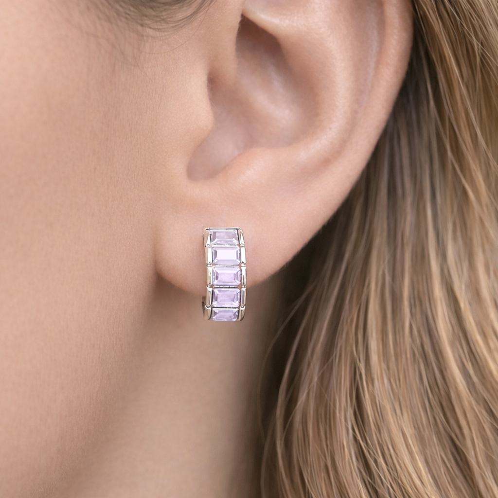 silver purple stone hoop earrings pakistan
