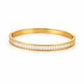 Front view of artificial bangles with gold-tone finish and slim stone detail