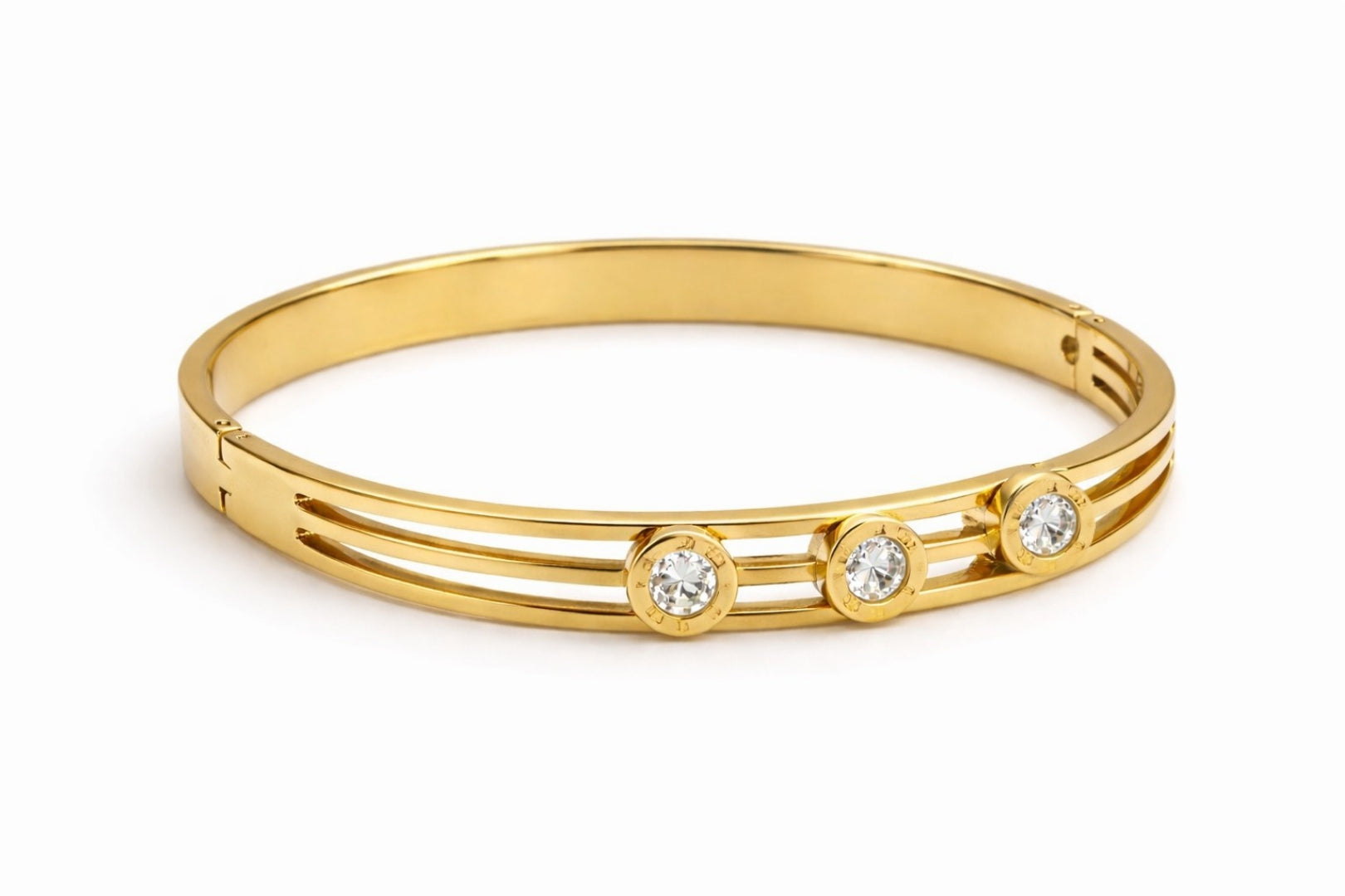 Trinity Gold-Tone Three-Stone Bangle for Women