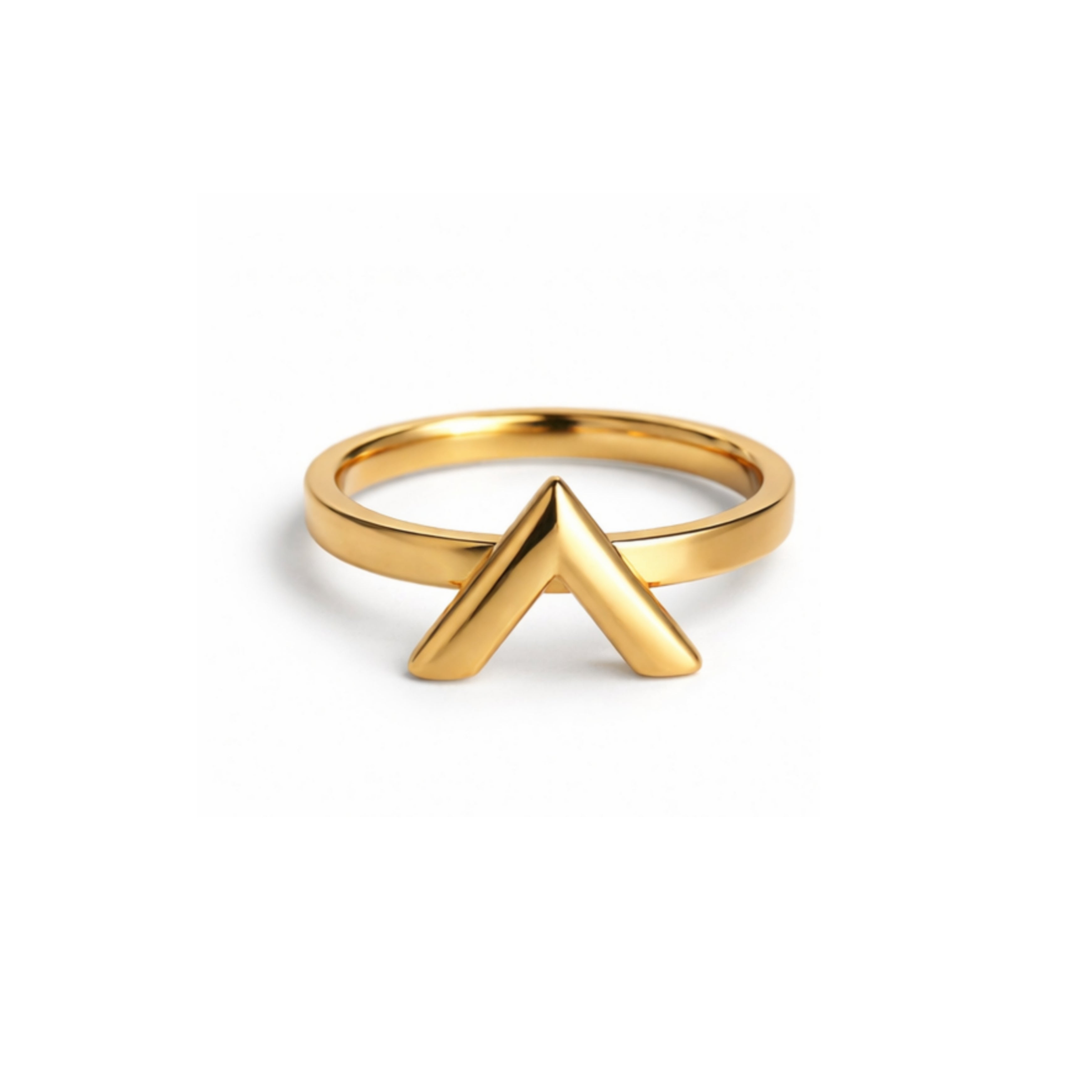 Top view of gold polished V ring structure